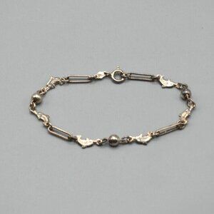 Sterling Silver Fish Dolphin Chain Bracelet 7.5" 5 Grams 925 Italy Porpoises
